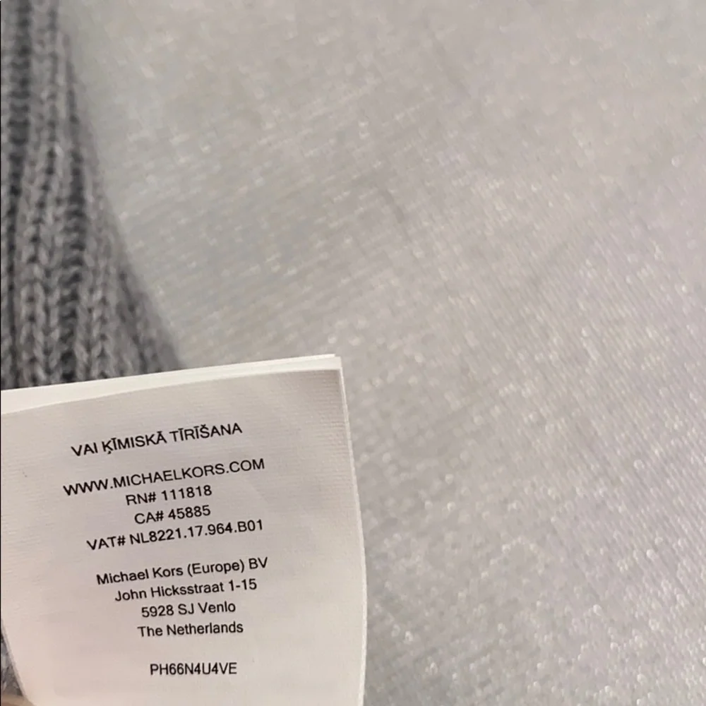 Michael Kors gray lace up ribbed three quarter sleeve sweater